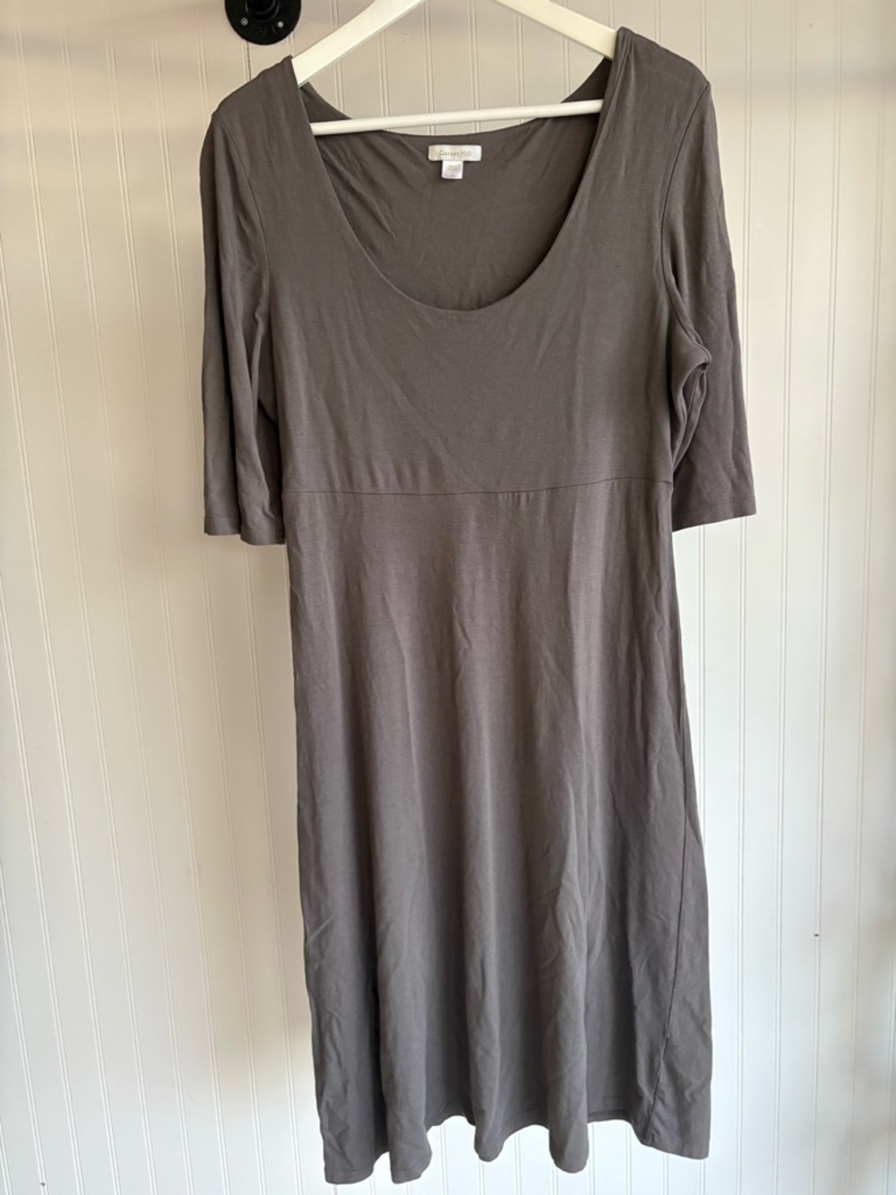 GARNET HILL SMALL ✨ adult midi dress elbow length sleeve cotton blend gray VGUC